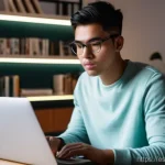 Home 8 다크패턴의 윤리적 쟁점 - **Prompt:** A young adult, perhaps in their late 20s, sits at a desk, illuminated by the glow of a l...