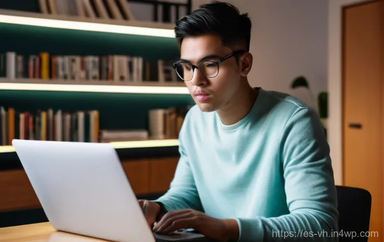 다크패턴의 윤리적 쟁점 - **Prompt:** A young adult, perhaps in their late 20s, sits at a desk, illuminated by the glow of a l...